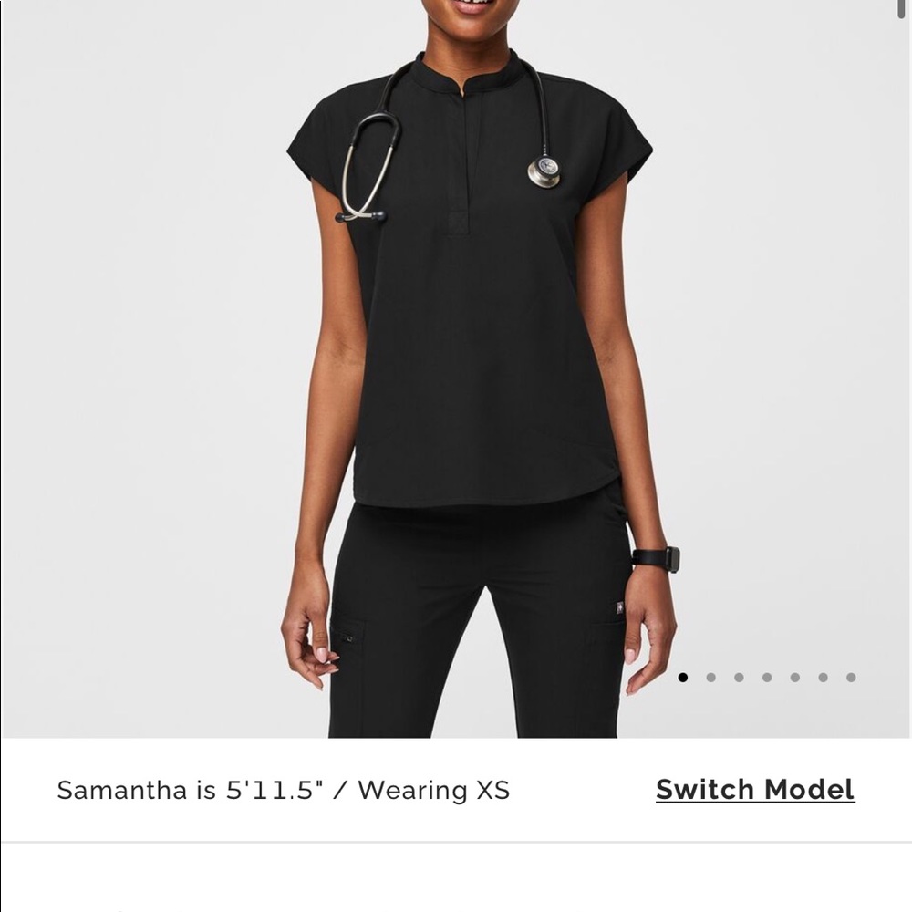 COPY - Figs black Rafaela oversized scrub top small